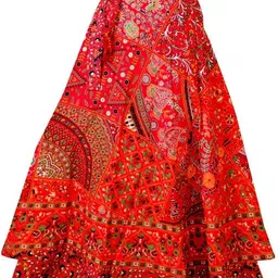 rangun Women Printed Wrap Around Red Skirt-picture-19