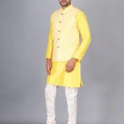 sadree Men Pure Silk Kurta Pyjama Ethnic Jacket Set image 5