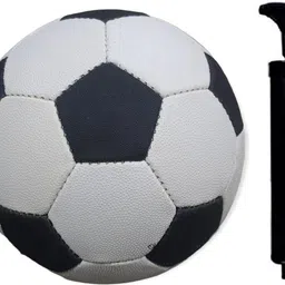 manu Black and white Football size -5 with air Pump (pack of 1) Football - Size: 5-picture-27