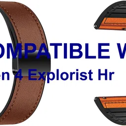 ACM WSM28P22BROR1047 Pack of 2 Watch Strap Leather Magnetic Silicone 22mm for Fossil Gen 4 Explorist Hr Smartwatch (Brown/Orange) Smart Watch Strap image 1