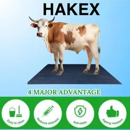 hakex COW MAT-Waterproof Rubber-Black11 (Mat 8*5 Feet) BPA Free For Horse- | Cow, Dog, Hamster, Guinea Pig, Miniature Pig Pet Mat image 2