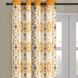 romee Cream Polyester Velvet Ethnic Motif 7FT Light Filtering Eyelet Door Curtains (Pack of 1) image 2