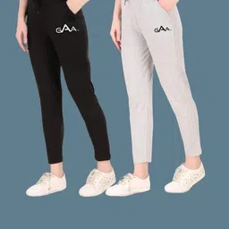 gaa Pack of 2 Women Solid Black, Grey Track Pants-picture-35