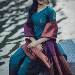 trijal fab Women Jacquard Kurta Pant Dupatta Set image 3