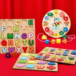 vhd Alphabet, Number, Shape & Clock Wooden Puzzle Toy for Kids Learning GG69-picture-46
