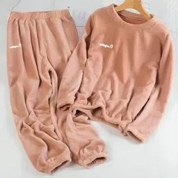 stem rope Women Top & Pyjama Set Pink Solid image 3