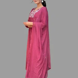 bhansali Embroidered Chiffon Stitched Anarkali Gown image 2