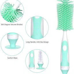 kuber industries Silicone Cleaning Bottle Brush with Detachable Baby Brush|Pack of 2|Green image 5