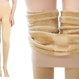 Frackson Skin Ankle Length 24 to 34 Waist Stretchable Warm Lined Fleece Legging Slim Fit Women Pyjama Thermal-picture-24