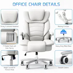 techseat ® 2 Years of Warranty | High Back | Ergonomic | Home & Office Leatherette Office Adjustable Arm Chair image 2