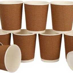 platespl Pack of 25 Paper Plate Spl 25 Pieces Ripple Paper Cup For Hot Coffee (250 Ml , Paper , Brown)-picture-46