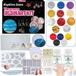 exploralearn Max Resin Art kit Alphabet Earring Keychain 2 Coasters Feather 300gm Epoxy Resin image 1