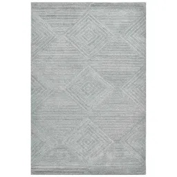 saraswati global Silver Geometric Wool 5 ft x 7 ft Hand Tufted Carpet image 2