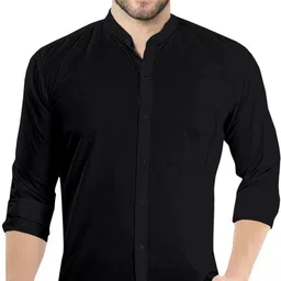 vtexx Men Regular Fit Solid Mandarin Collar Casual Shirt-picture-16