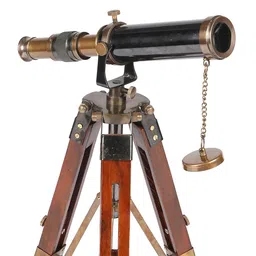 exim decor Brown Brass & Wood Antique Telescope With Tripod Stand image 5