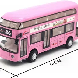 dezicon ecom Double Decker London Bus Diecast Metal Alloy Light Music Open Door Toys for Kid image 2