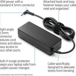 HP Original 65W 4.5mm Small Blue Pin Laptop Charger Adapter, 19.5V 3.33A. 65 W Adapter image 4