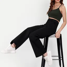 broadstar Women Loose Fit Black Lycra Blend Trousers image 4