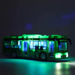deuson ecom Bus Toy For Kids Plastic Long Bus Toy Light Music Openable Door Friction Power image 3