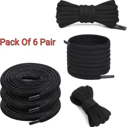 zeepzone 6 Pair Black Round Oval Shoes laces Athletic Shoe Laces for Sport/Running Shoes Shoe Lace-picture-22
