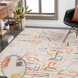 kaleen india Multicolor Abstract Polyester 9' X 12' Machine Made Carpet-picture-27