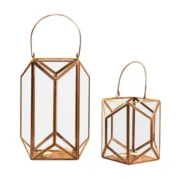 the 7th dekor Emerald Glass & Metal (Set of 2) Hanging Tea Light Holder image 2