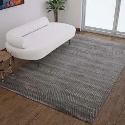 jaipur rugs Grey Wool And Viscose Solid 8 x 10 Feet Hand Woven Carpet image 1