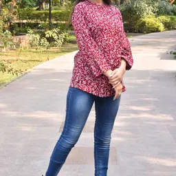 fancify Casual Regular Sleeves Floral Print Women Red Top image 3