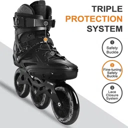 rumqol 3 Wheel Inline Skates Skating Shoes for Boys and Girls Quad Roller Skates - Size 4 to 12 UK image 4