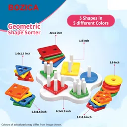 bozica Geometric Shape Color Sorting ,Stacking Blocks Preschool learning toys for kids image 2