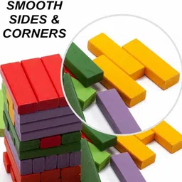 authfort Wooden 54 Colored Wooden Building Block Dominoes, Party Game, Tumbling Tower Jenga Game (Multicolor) (Multicolor) image 2
