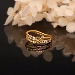 brado jewellery Stylish American Diamond Ring Set for Women – Gold Plated Combo of 4 Brass Diamond Gold Plated Ring Set image 3