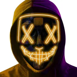 goness oripower Led Light up Ghost Mask - Joker Masks for Men Neon Light Hacker Massks Party Glow Ornament image 3