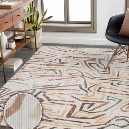 kaleen india Brown Abstract Polyester 6' X 9' Machine Made Carpet-picture-19