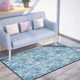 presto Blue Abstract Polyester 3 ft x 5 ft Machine made Carpet-picture-1