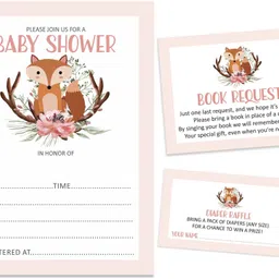 inkdotpot Set of 30 Jungle Animal Invitations Baby Shower Request Cards Neutral Invites Invitation Card-picture-44