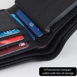metronaut Men Casual Black Artificial Leather Wallet image 3