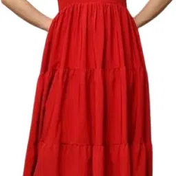Women Maxi Red Full Length Dress-image-0