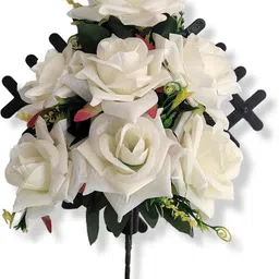 abhay flowers anf fashion Wall Hanging Flower Bunch With Vase White Rose Artificial Flower with Pot-picture-47