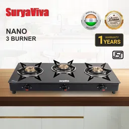 Nano premium 3B Toughened 3 Cast Iron Glass Manual Gas Stove-image-2