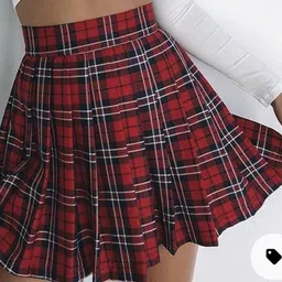 cara cola Women Checkered Pleated Red Skirt-picture-24