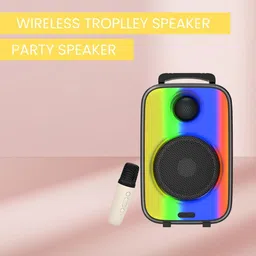 GUGGU Raibow (BLUETOOTH TROLLEY SPEAKER) Dynamic Thunder Sound With Karaoke MicP276 35 W Bluetooth Party Speaker-picture-18