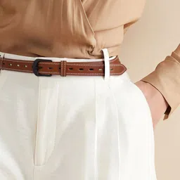 Women Casual, Formal, Party Brown Artificial Leather Belt-image-71