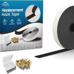 Nylon Self Adhesive Hook Tape Roll & Thumbnails with Strong Glue for Magnetic Door Net & Window Net Replacement Accessory (Black, 20mm width x 6 meters/20 ft/240 inches length) Stick-on Velcro-image-9