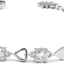 Sterling Silver Zircon Rhodium Bracelet-image-44