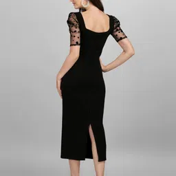 selvia Women Bodycon Black Midi/Calf Length Dress image 2