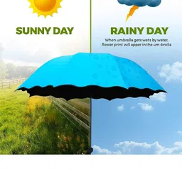 aviation creation Magic Umbrella (Sky Blue) | Color Changing Floral Design | UV Protection Umbrella image 4