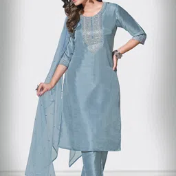 sarvagna Embroidered Kurta, Trouser/Pant & Dupatta Set-picture-11