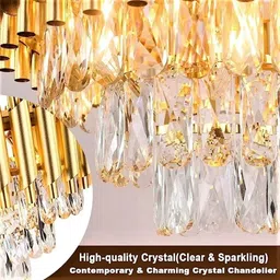 baslash 600mm Full gold Round Chandelier For Living Room Bed Room Chandelier Ceiling Lamp image 4