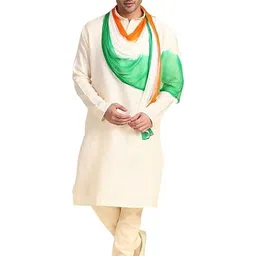 luckymorden Men's Tiranga Chiffon Dupatta, Free Size, 2.4 Meters, Tricolour, For National Festivals image 4